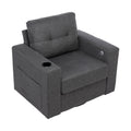 Modern Swivel Accent Sofa Chair, Ergonomic Casual 90 Degree Swivel Single Sofa Seat With Drink Holder Living Room Chair ,Soft Egyptian Velvet Sofa Chair Grey Brown Wood Primary Living Space Delicate Duty Pine 1 Seat Grey Linen Soft Cushion Back Art