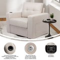Modern Swivel Accent Sofa Chair, Ergonomic Casual 90 Degree Swivel Single Sofa Seat With Drink Holder Living Room Chair ,Soft Egyptian Velvet Sofa Chair White Brown Wood Primary Living Space Delicate Duty Pine 1 Seat White Linen Soft Cushion Back Art