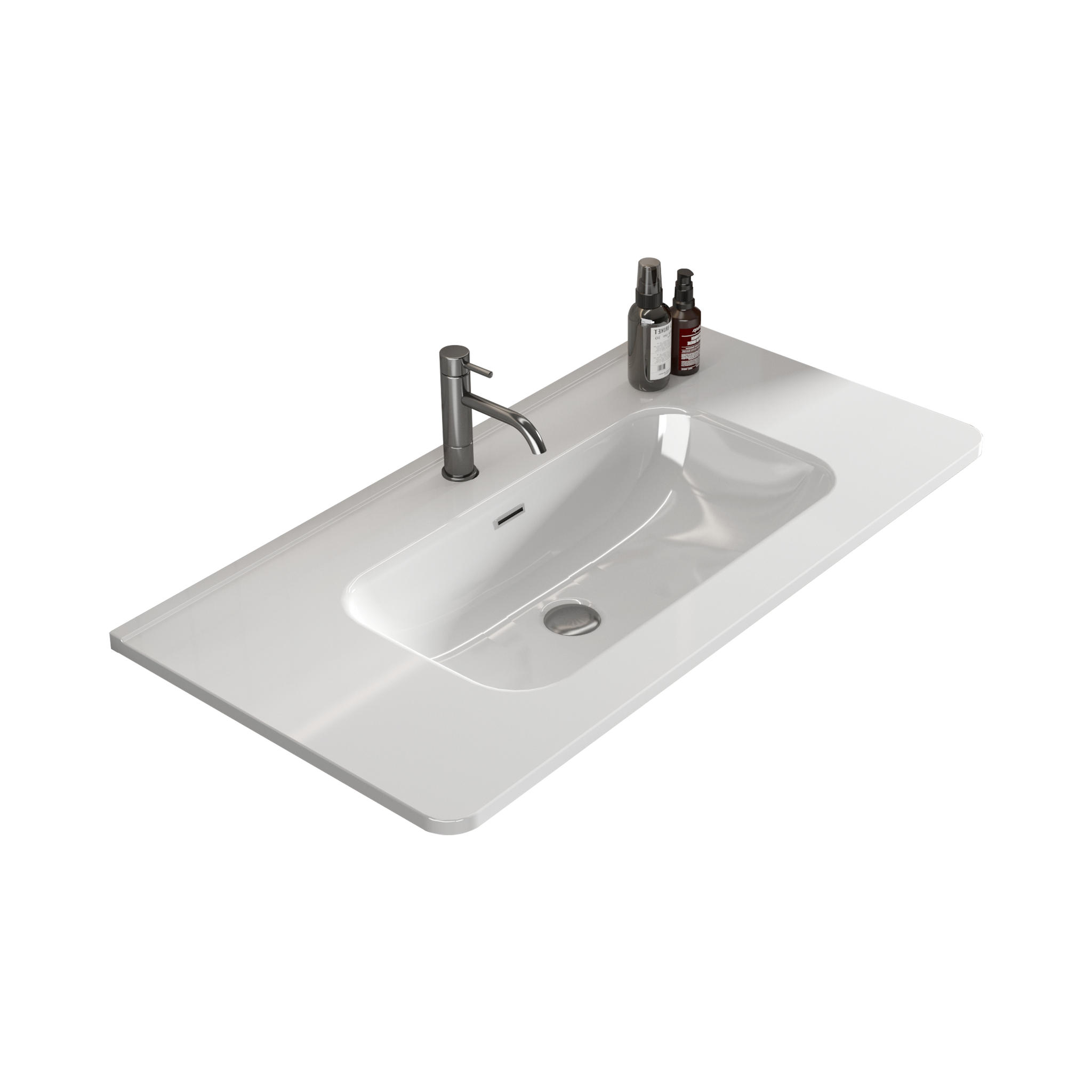 Bb0436Y301, Integrated White Ceramic Basin, Drain Assembly Not Included Gloss White Ceramic