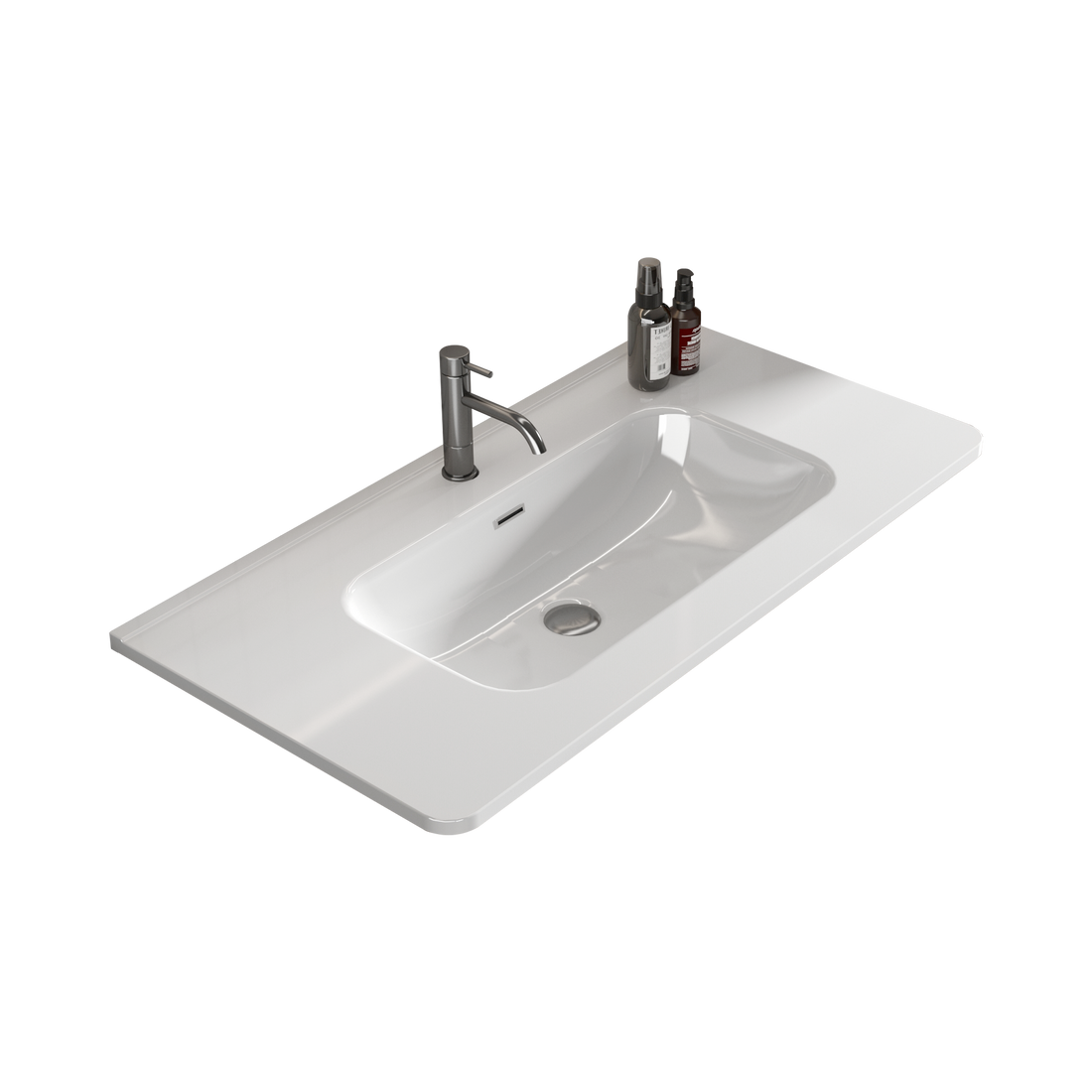 Bb0436Y301, Integrated White Ceramic Basin, Drain Assembly Not Included Gloss White Ceramic