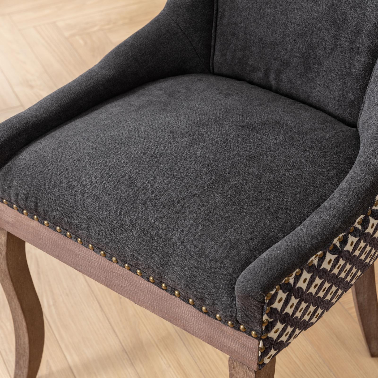 Ultra Side Dining Chair, Thickened Fabric Chairs With Neutrally Toned Solid Wood Legs, Bronze Nail Head, Set Of 2, Blue Black Dining Room American Design Dining Chairs Rubberwood Set Of 2 Foam Fabric