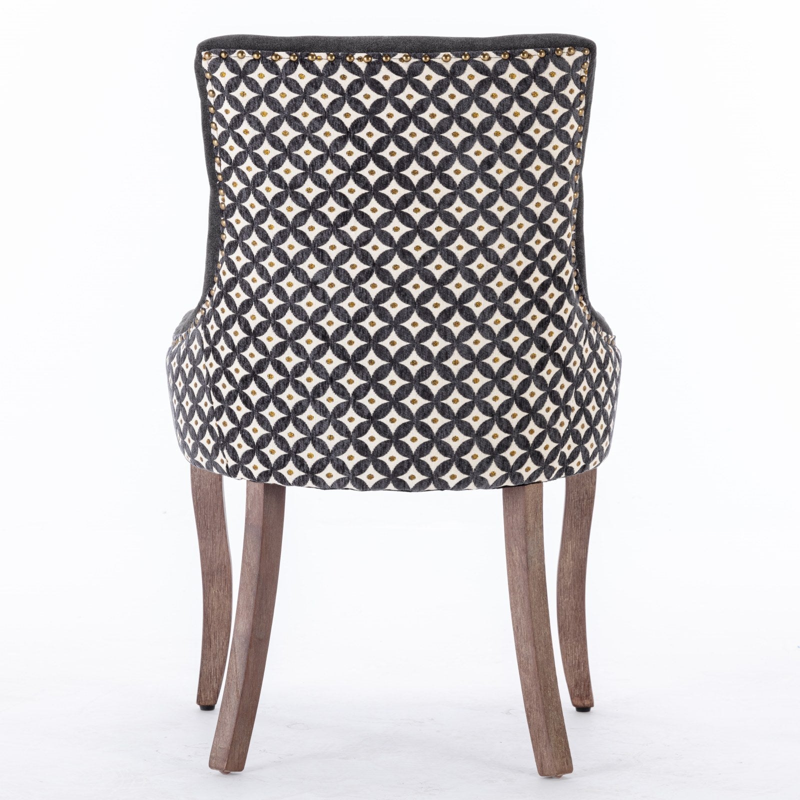 Ultra Side Dining Chair, Thickened Fabric Chairs With Neutrally Toned Solid Wood Legs, Bronze Nail Head, Set Of 2, Blue Black Dining Room American Design Dining Chairs Rubberwood Set Of 2 Foam Fabric