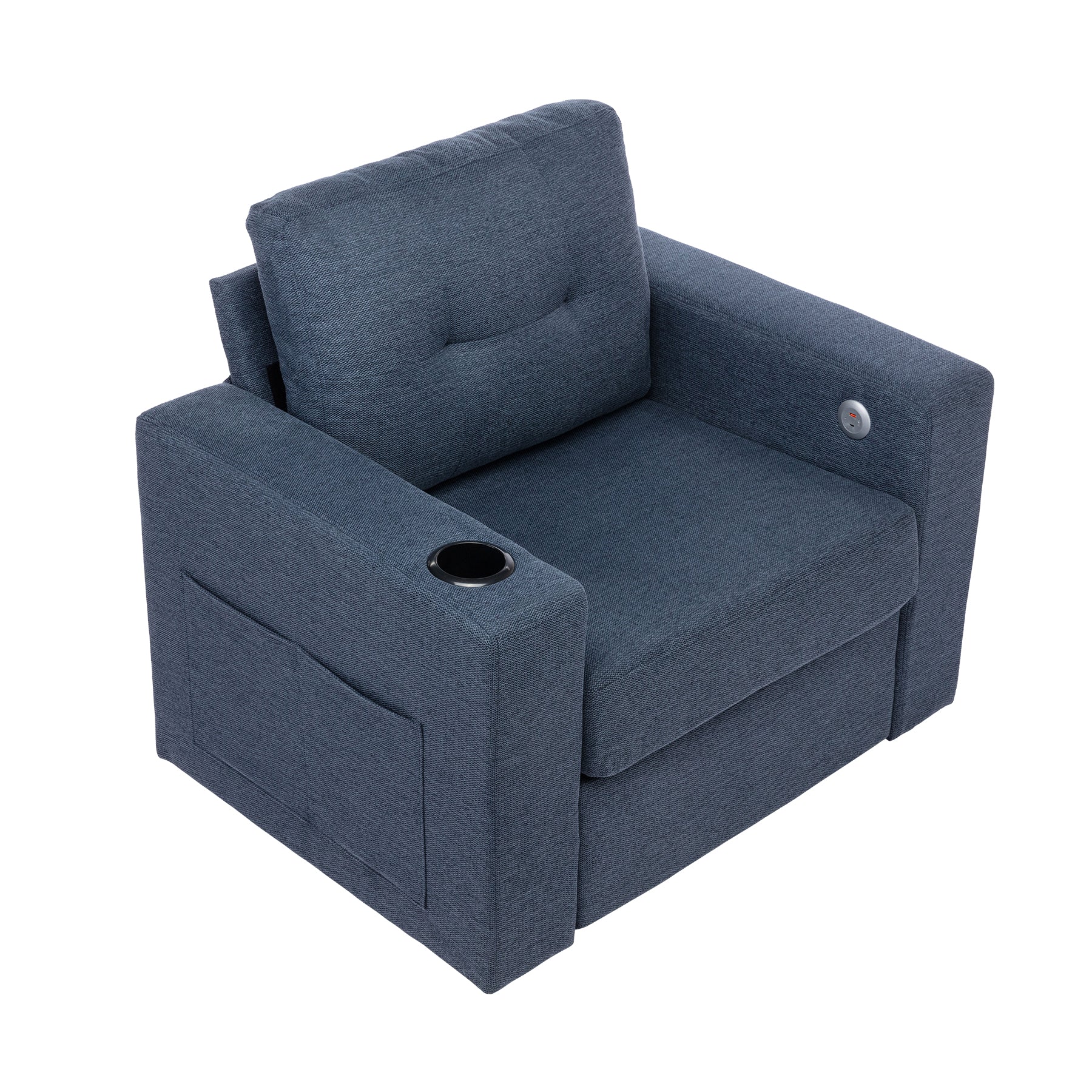 Modern Swivel Accent Sofa Chairergonomic Casual 90 Degree Swivel Single Sofa Seat With Drink Holder Living Room Chair ,Soft Egyptian Velvet Sofa Chair Blue Brown Wood Primary Living Space Delicate Duty Pine 1 Seat Blue Linen Soft Cushion Back Art