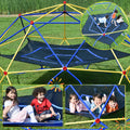 10Ft Geometric Dome Climber Play Center, Kids Climbing Dome Tower With Hammock, Rust & Uv Resistant Steel Supporting 1000 Lbs Blue Yellow Metal