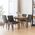 Ultra Side Dining Chair, Thickened Fabric Chairs With Neutrally Toned Solid Wood Legs, Bronze Nail Head, Set Of 2, Blue Black Dining Room American Design Dining Chairs Rubberwood Set Of 2 Foam Fabric