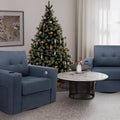 Modern Swivel Accent Sofa Chairergonomic Casual 90 Degree Swivel Single Sofa Seat With Drink Holder Living Room Chair ,Soft Egyptian Velvet Sofa Chair Blue Brown Wood Primary Living Space Delicate Duty Pine 1 Seat Blue Linen Soft Cushion Back Art