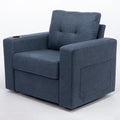 Modern Swivel Accent Sofa Chairergonomic Casual 90 Degree Swivel Single Sofa Seat With Drink Holder Living Room Chair ,Soft Egyptian Velvet Sofa Chair Blue Brown Wood Primary Living Space Delicate Duty Pine 1 Seat Blue Linen Soft Cushion Back Art