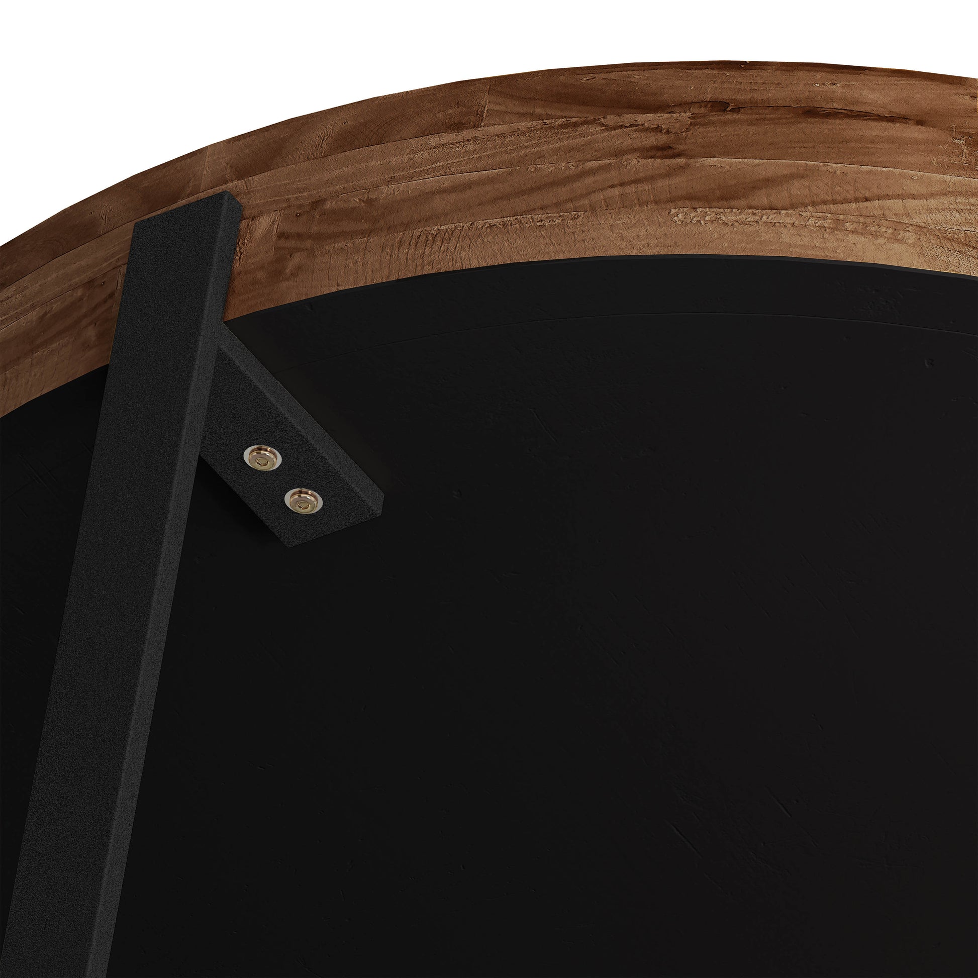 33.86"Modern Retro Splicing Round Coffee Table, Fir Wood Table Top With Black Cross Legs Base Same Sku:W757127347 Black Natural Metal & Wood