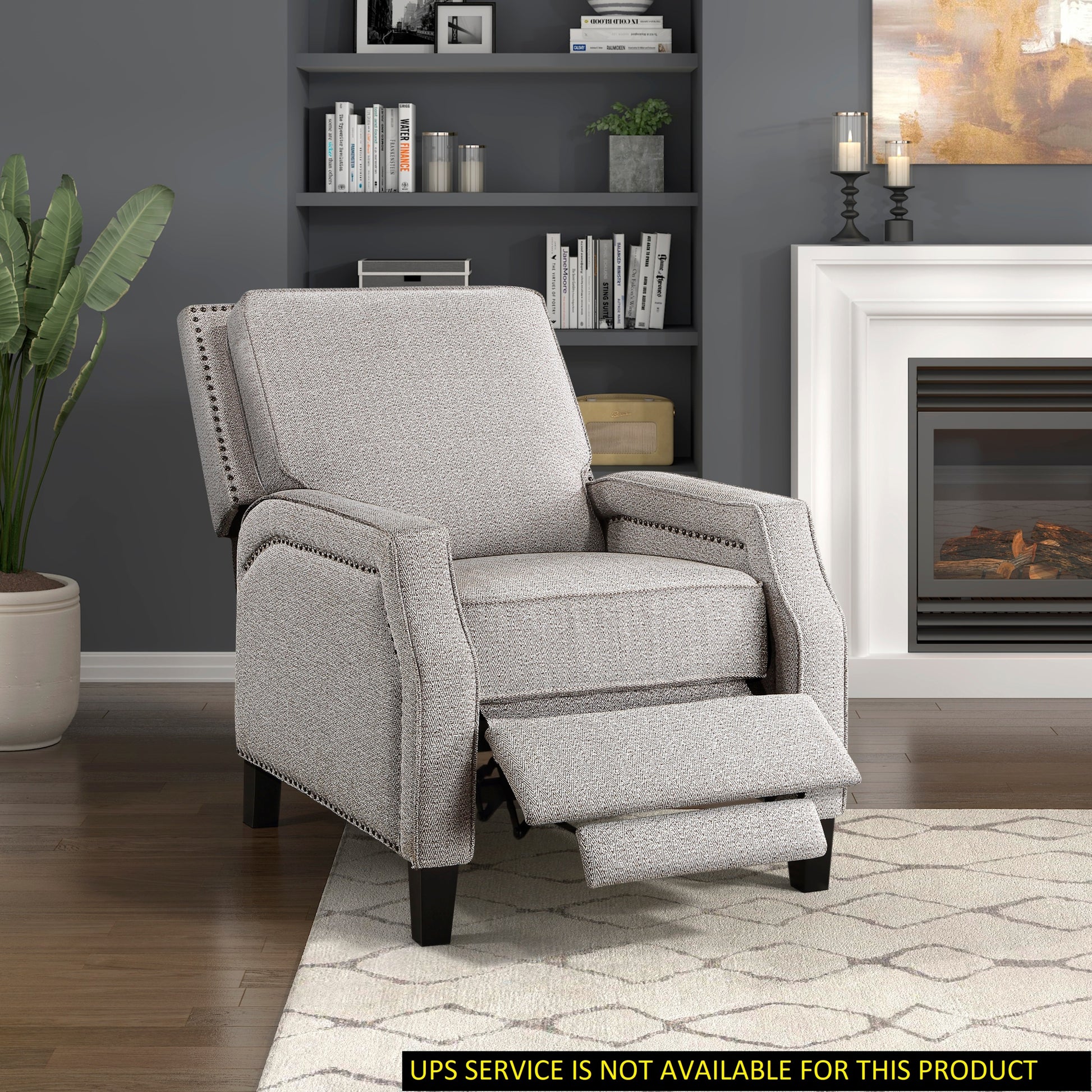 Push Back Reclining Chair Transitional Style Chenille Fabric Self Reclining Motion Chair 1Pc Cushion Seat Modern Living Room Furniture Beige Brown Primary Living Space Transitional Solid Wood