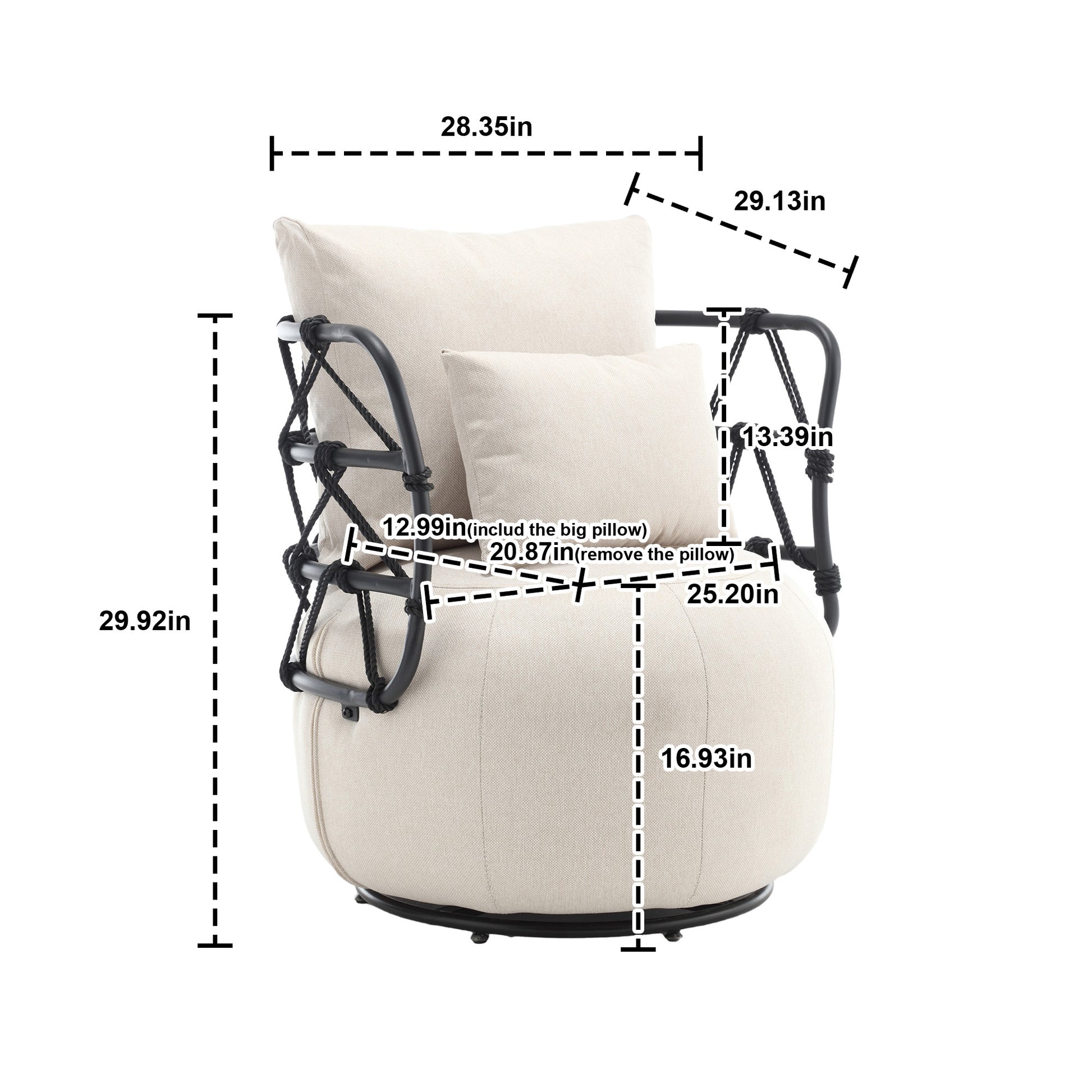 Coolmore Upholstered Tufted Living Room Chair Textured Linen Fabric Accent Chair With Metal Stand Beige Linen