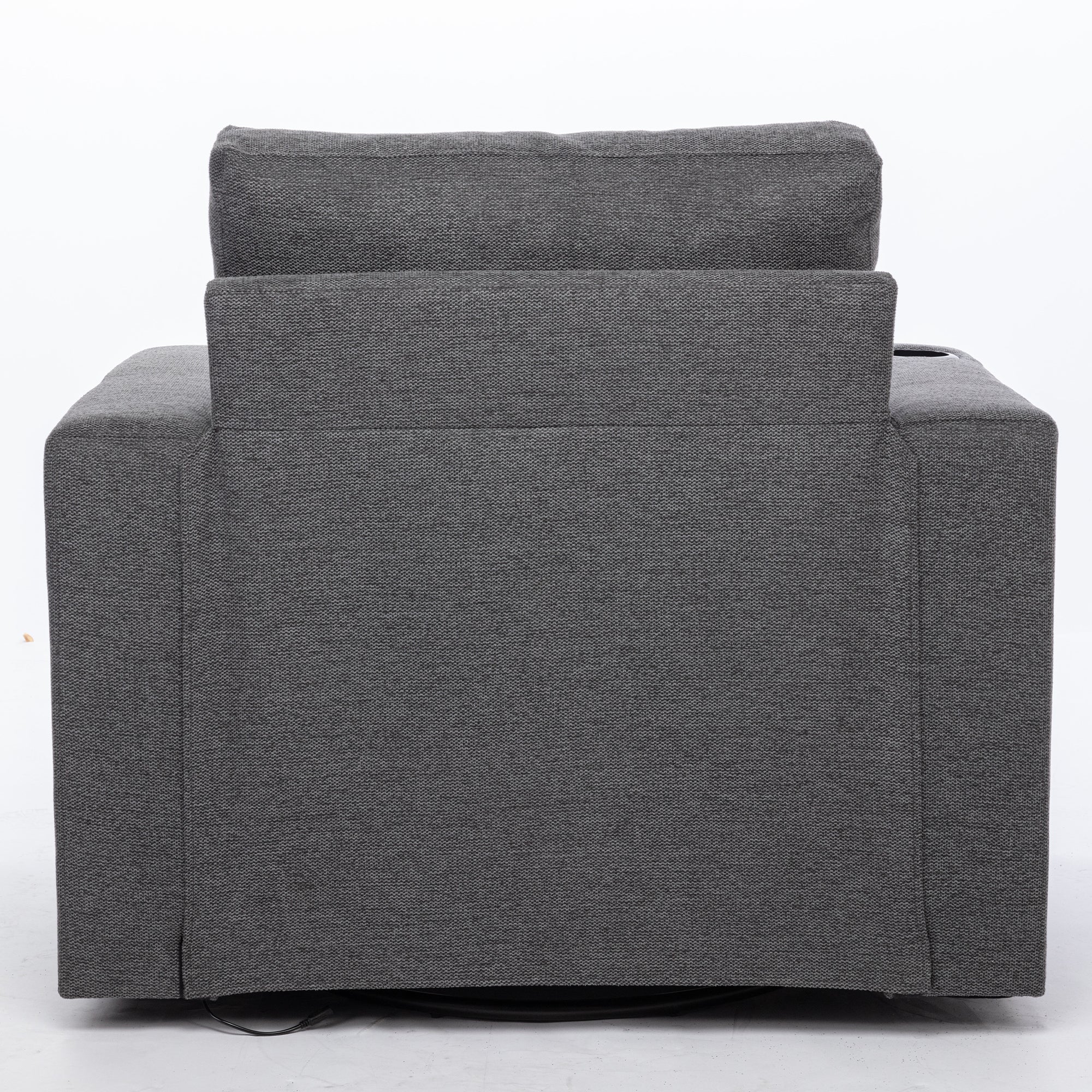 Modern Swivel Accent Sofa Chair, Ergonomic Casual 90 Degree Swivel Single Sofa Seat With Drink Holder Living Room Chair ,Soft Egyptian Velvet Sofa Chair Grey Brown Wood Primary Living Space Delicate Duty Pine 1 Seat Grey Linen Soft Cushion Back Art