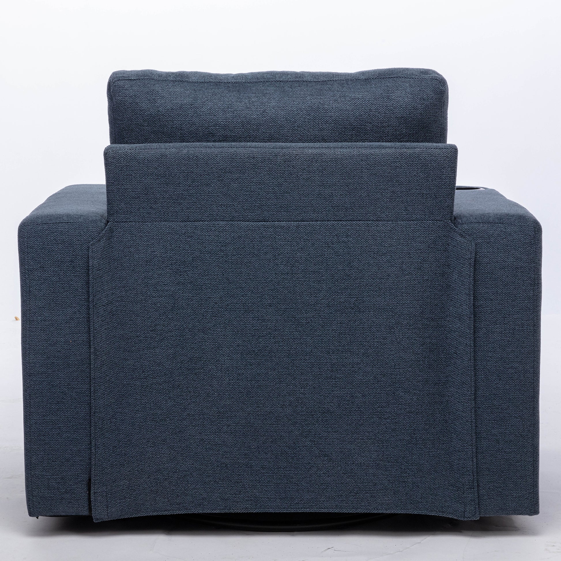 Modern Swivel Accent Sofa Chairergonomic Casual 90 Degree Swivel Single Sofa Seat With Drink Holder Living Room Chair ,Soft Egyptian Velvet Sofa Chair Blue Brown Wood Primary Living Space Delicate Duty Pine 1 Seat Blue Linen Soft Cushion Back Art