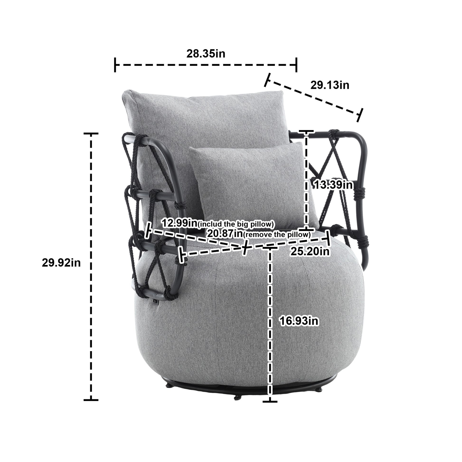 Coolmore Upholstered Tufted Living Room Chair Textured Linen Fabric Accent Chair With Metal Stand Gray Linen