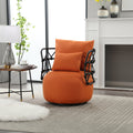 Coolmore Upholstered Tufted Living Room Chair Textured Linen Fabric Accent Chair With Metal Stand Orange Primary Living Space Foam Linen