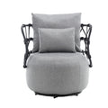 Coolmore Upholstered Tufted Living Room Chair Textured Linen Fabric Accent Chair With Metal Stand Gray Linen