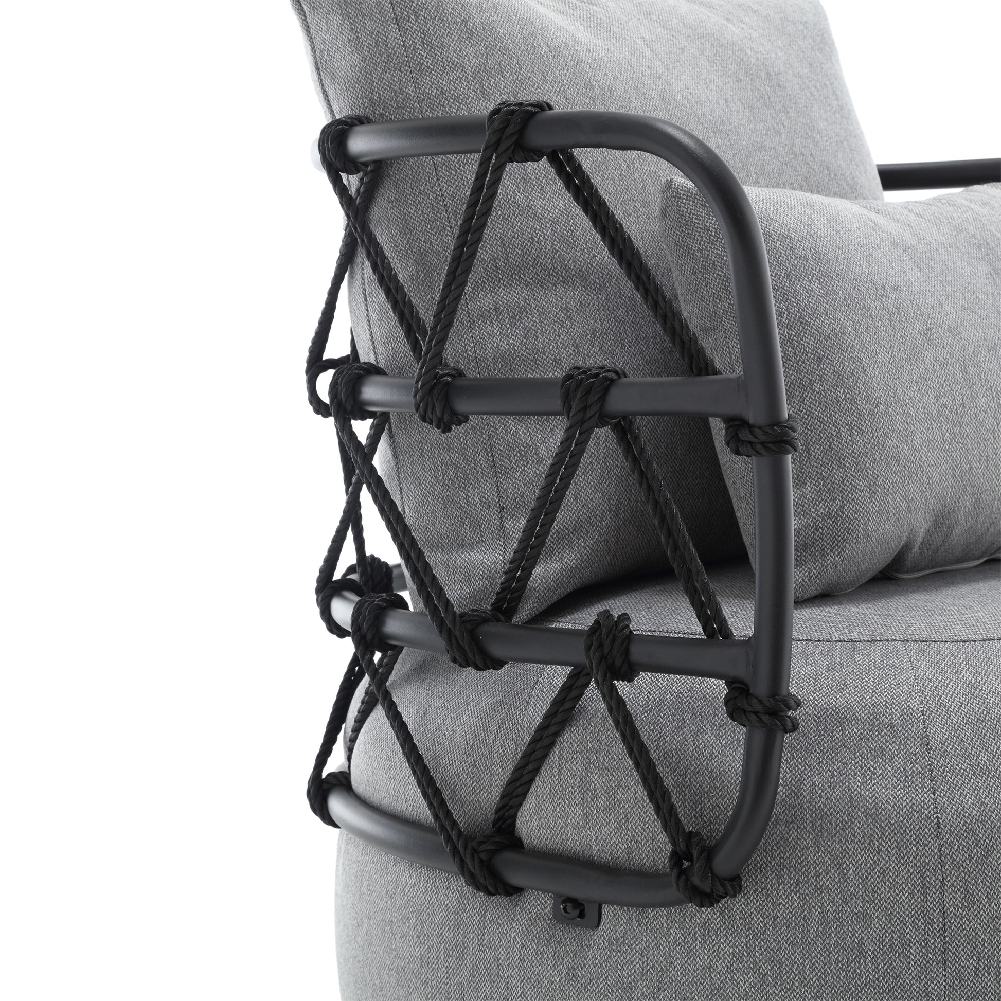 Coolmore Upholstered Tufted Living Room Chair Textured Linen Fabric Accent Chair With Metal Stand Gray Linen