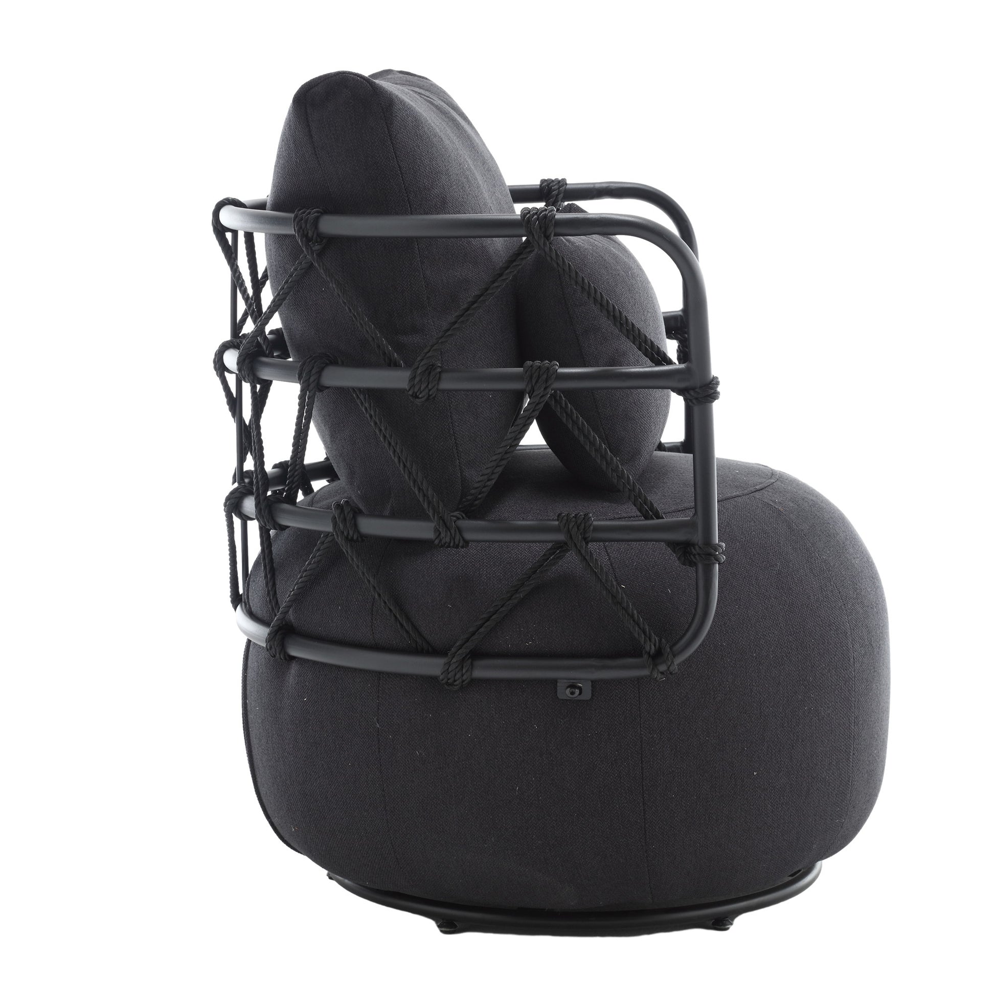 Coolmore Upholstered Tufted Living Room Chair Textured Linen Fabric Accent Chair With Metal Stand Black Linen