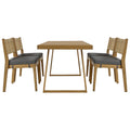 Multi Person Outdoor Acacia Wood Dining Table And Chair Set, Thick Cushions, Suitable For Balcony, Vourtyard, And Garden. Gray Acacia Wood
