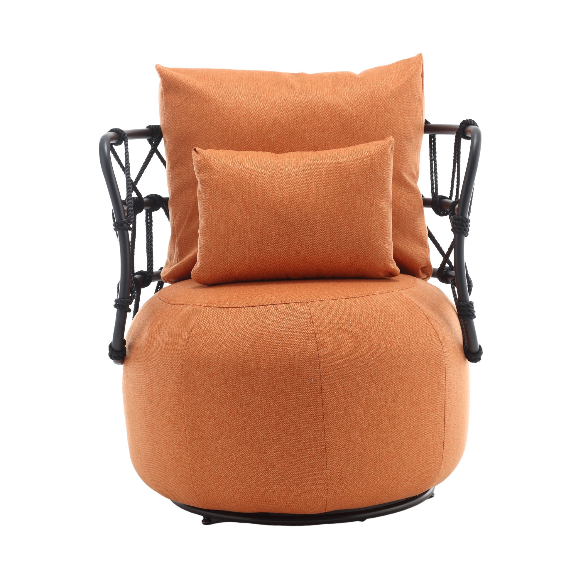 Coolmore Upholstered Tufted Living Room Chair Textured Linen Fabric Accent Chair With Metal Stand Orange Primary Living Space Foam Linen