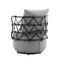 Coolmore Upholstered Tufted Living Room Chair Textured Linen Fabric Accent Chair With Metal Stand Gray Linen