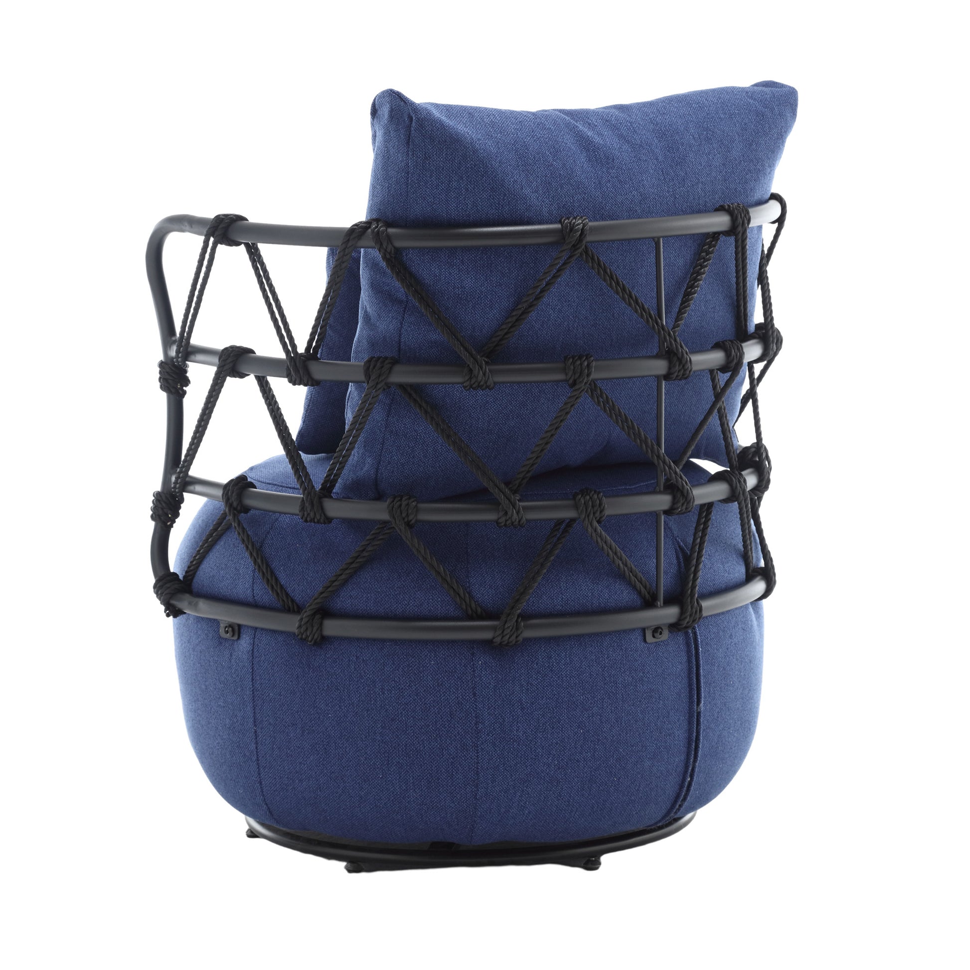 Coolmore Upholstered Tufted Living Room Chair Textured Linen Fabric Accent Chair With Metal Stand Navy Primary Living Space Foam Linen