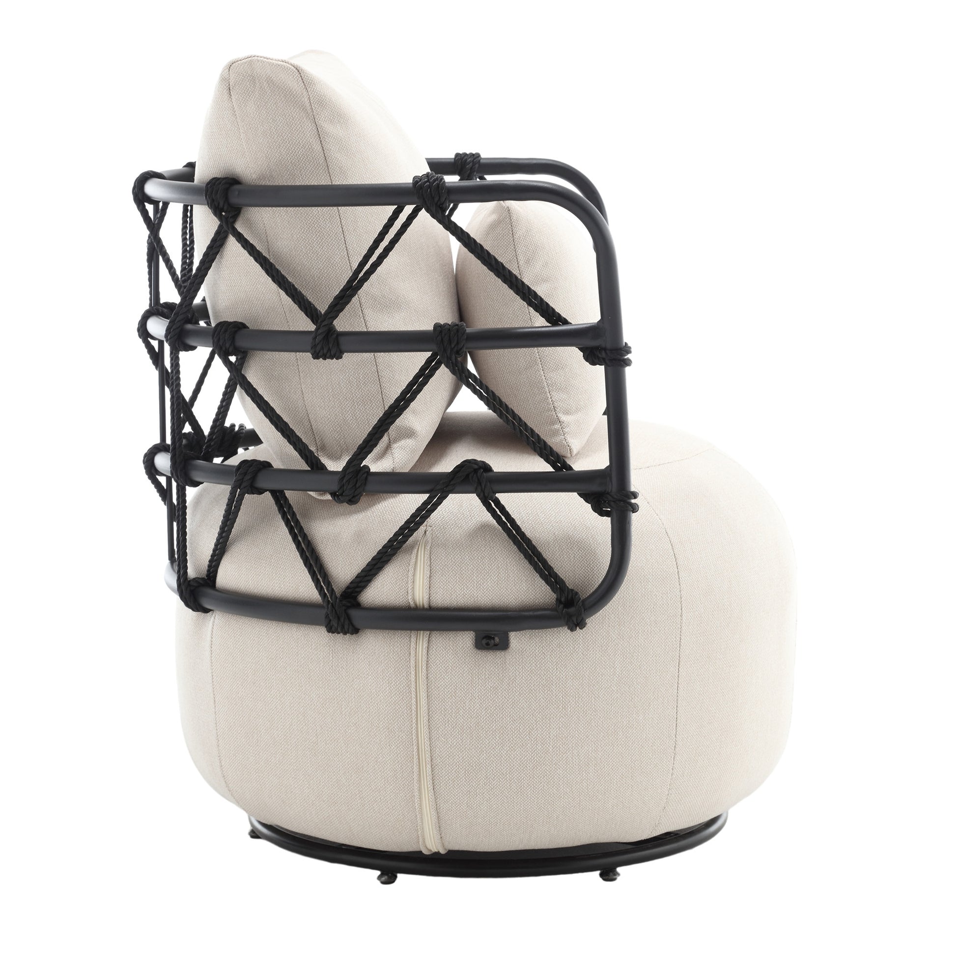 Coolmore Upholstered Tufted Living Room Chair Textured Linen Fabric Accent Chair With Metal Stand Beige Linen