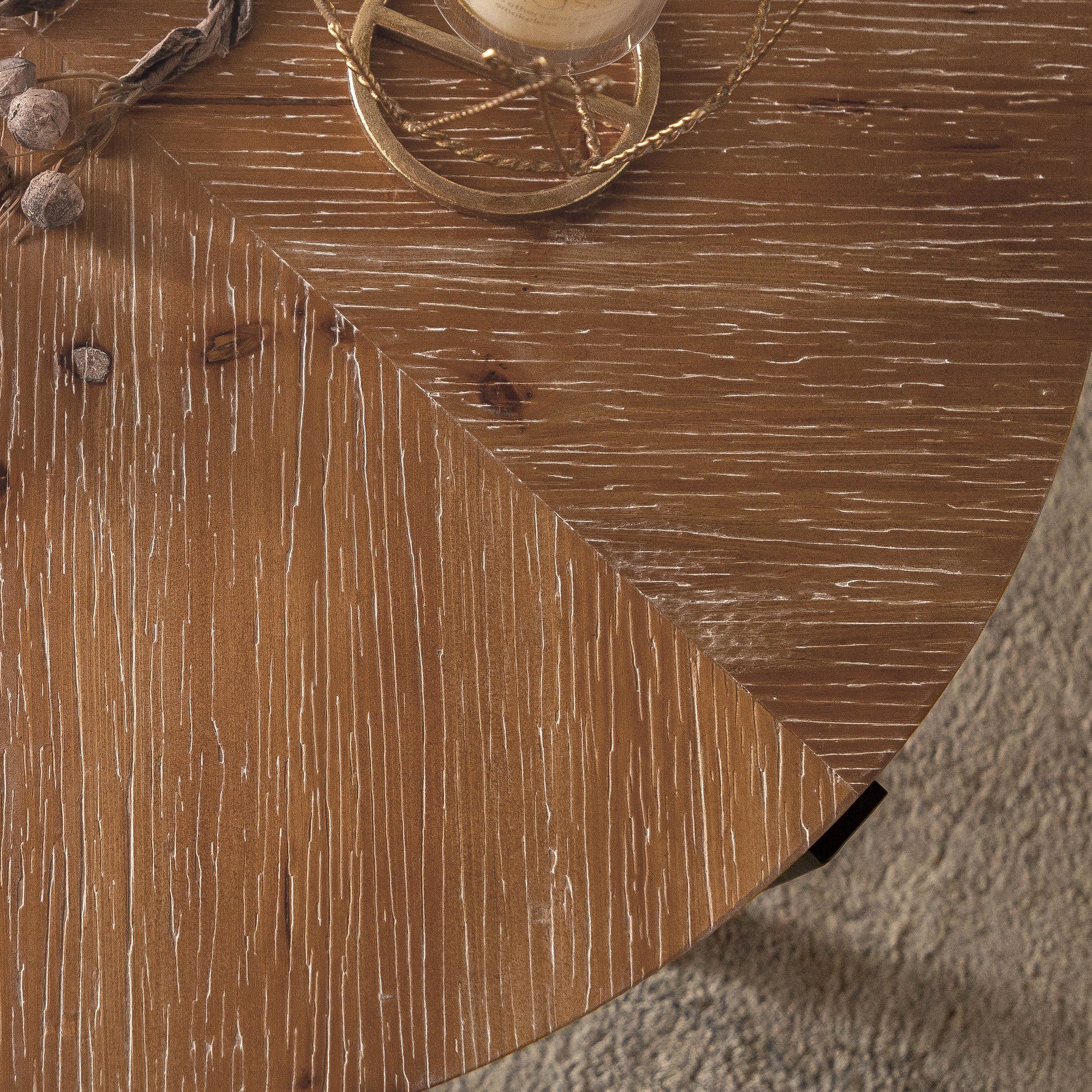 33.86"Modern Retro Splicing Round Coffee Table, Fir Wood Table Top With Black Cross Legs Base Same Sku:W757127347 Black Natural Metal & Wood