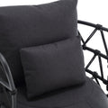Coolmore Upholstered Tufted Living Room Chair Textured Linen Fabric Accent Chair With Metal Stand Black Linen