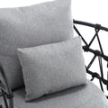 Coolmore Upholstered Tufted Living Room Chair Textured Linen Fabric Accent Chair With Metal Stand Gray Linen