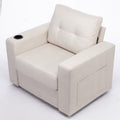 Modern Swivel Accent Sofa Chair, Ergonomic Casual 90 Degree Swivel Single Sofa Seat With Drink Holder Living Room Chair ,Soft Egyptian Velvet Sofa Chair White Brown Wood Primary Living Space Delicate Duty Pine 1 Seat White Linen Soft Cushion Back Art