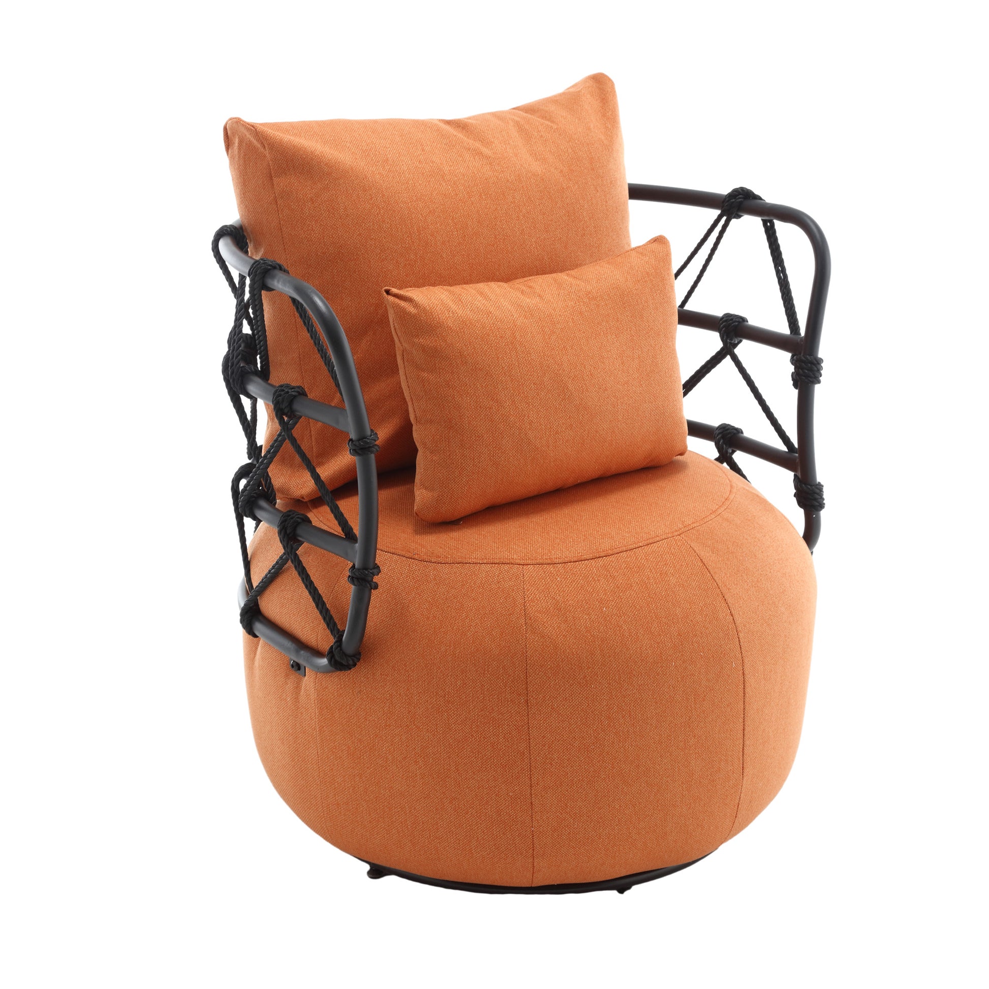 Coolmore Upholstered Tufted Living Room Chair Textured Linen Fabric Accent Chair With Metal Stand Orange Primary Living Space Foam Linen