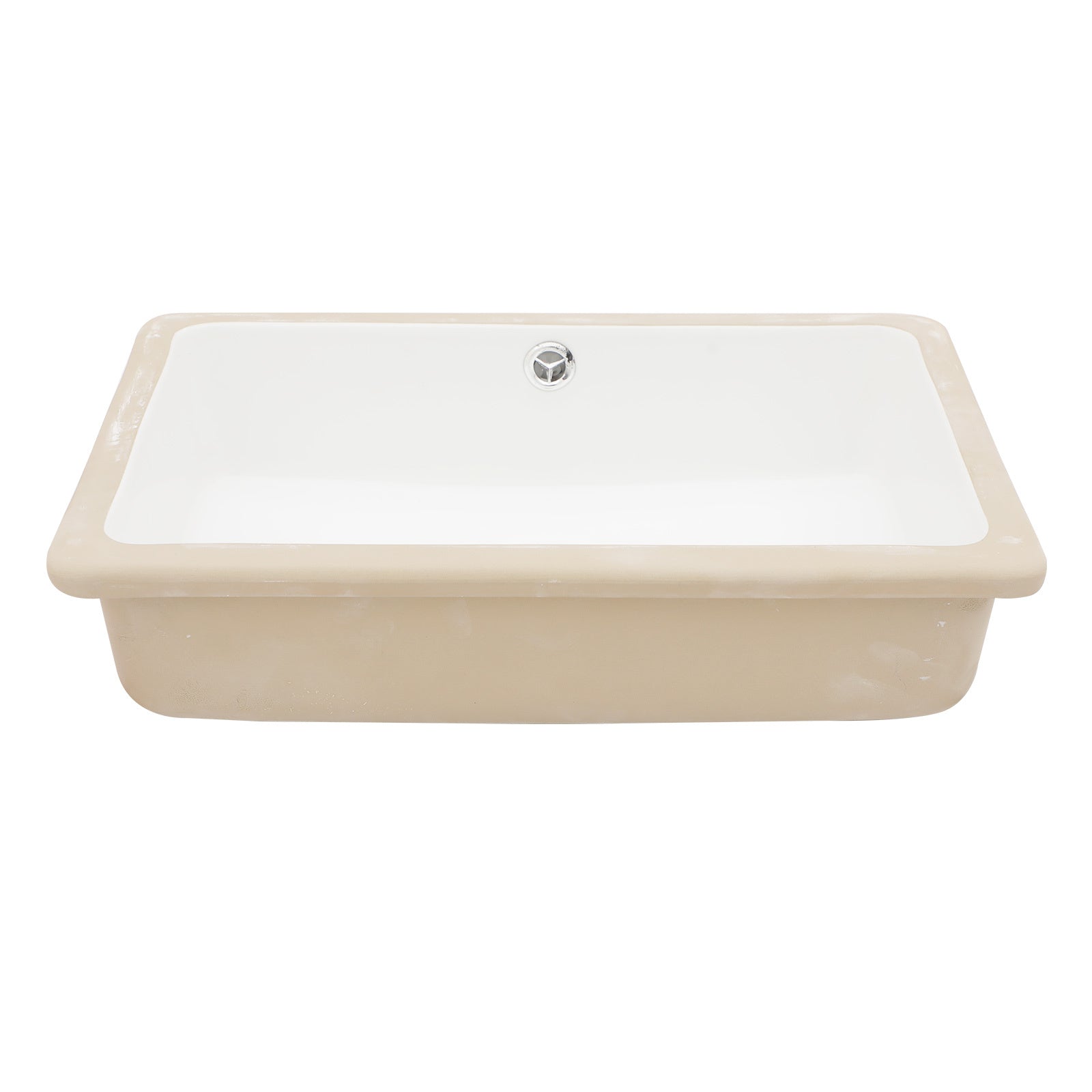 18"X12" White Ceramic Rectangular Undermount Bathroom Sink With Overflow White Ceramic