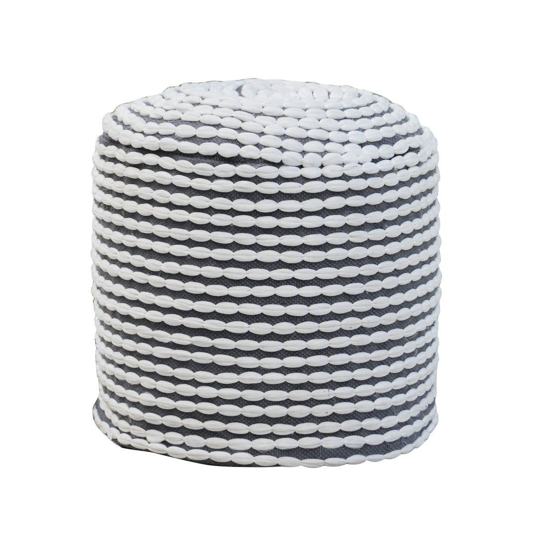 River Water Resistant Handcrafted Cylindrical Pouf, White White Waterproof Fabric