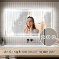 Led Bathroom Mirror, 30X55 Inch Bathroom Vanity Mirrors With Lights, Mirrors For Wall With Smart Touch Button, Anti Fog, Memory Function, Stepless Dimmable Makeup Mirror Horizontal Vertical White Aluminium