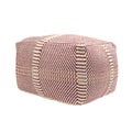 Morro Bay Handcrafted Water Resistant Pouf, Orange And Red Multi Multi Waterproof Fabric