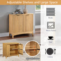 Storage Cabinet With 2 Doors And Adjustable Shelves, Kitchen Cabinetwooden Buffet Cabinet For Living Room, Bedroom, Dining Room,Natural Natural Rubber Wood