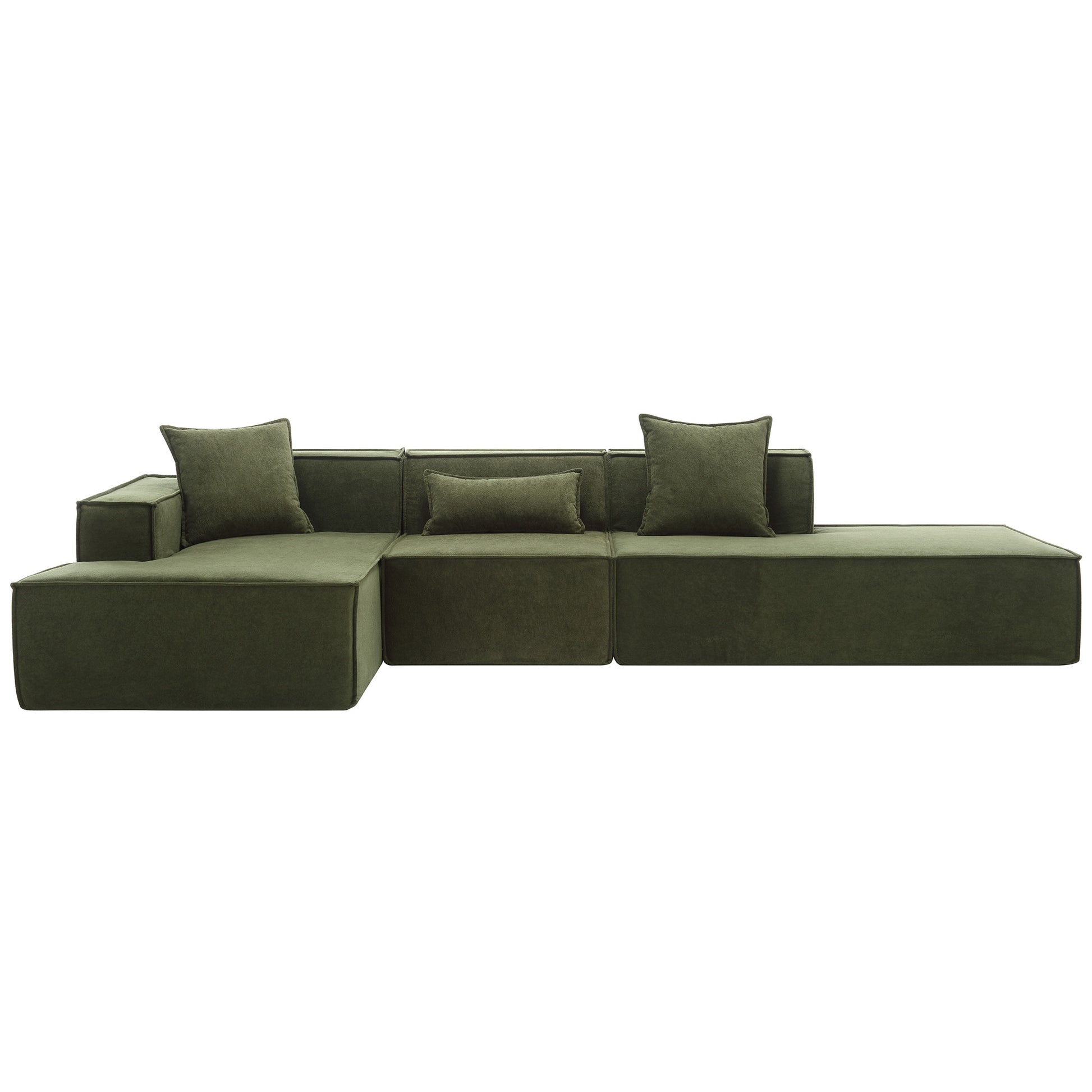 Modular Combination Living Room Sofa Set, Modern Minimalist Sofa, Free Installation Sofa, L Shaped, Italian Minimalist Tofu Block Sofa, Left Hand Facing,Terrycloth Fabric ,Green Green Polyester Primary Living Space Soft Modern Polyester 3 Seat