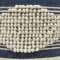 Diamond Handcrafted Fabric Cylindrical Pouf, White And Dark Blue Dark Blue Fabric