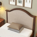 Twin Bed With Upholstered Headboard And Footboard, With Slats,Walnut Twin Walnut Bedroom American Design Pine