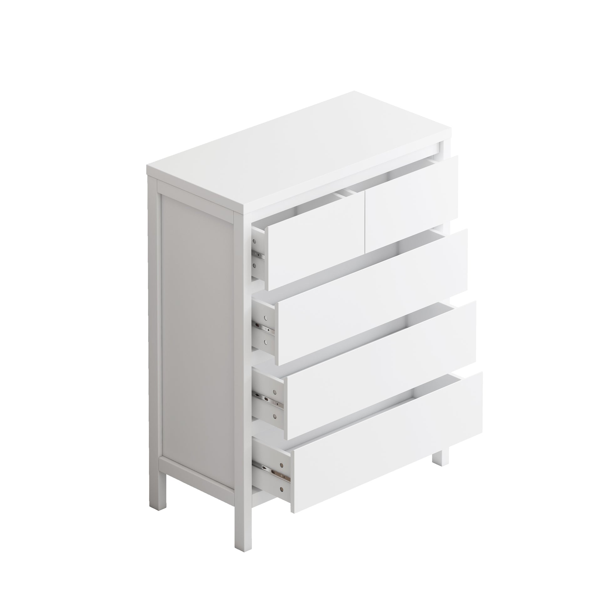 31.61"4 Tier 5 Drawer Mdf Storage Cabinet,For Bedroom,Living Room,Dining Room,Hallways,White White Mdf