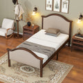 Twin Bed With Upholstered Headboard And Footboard, With Slats,Walnut Twin Walnut Bedroom American Design Pine