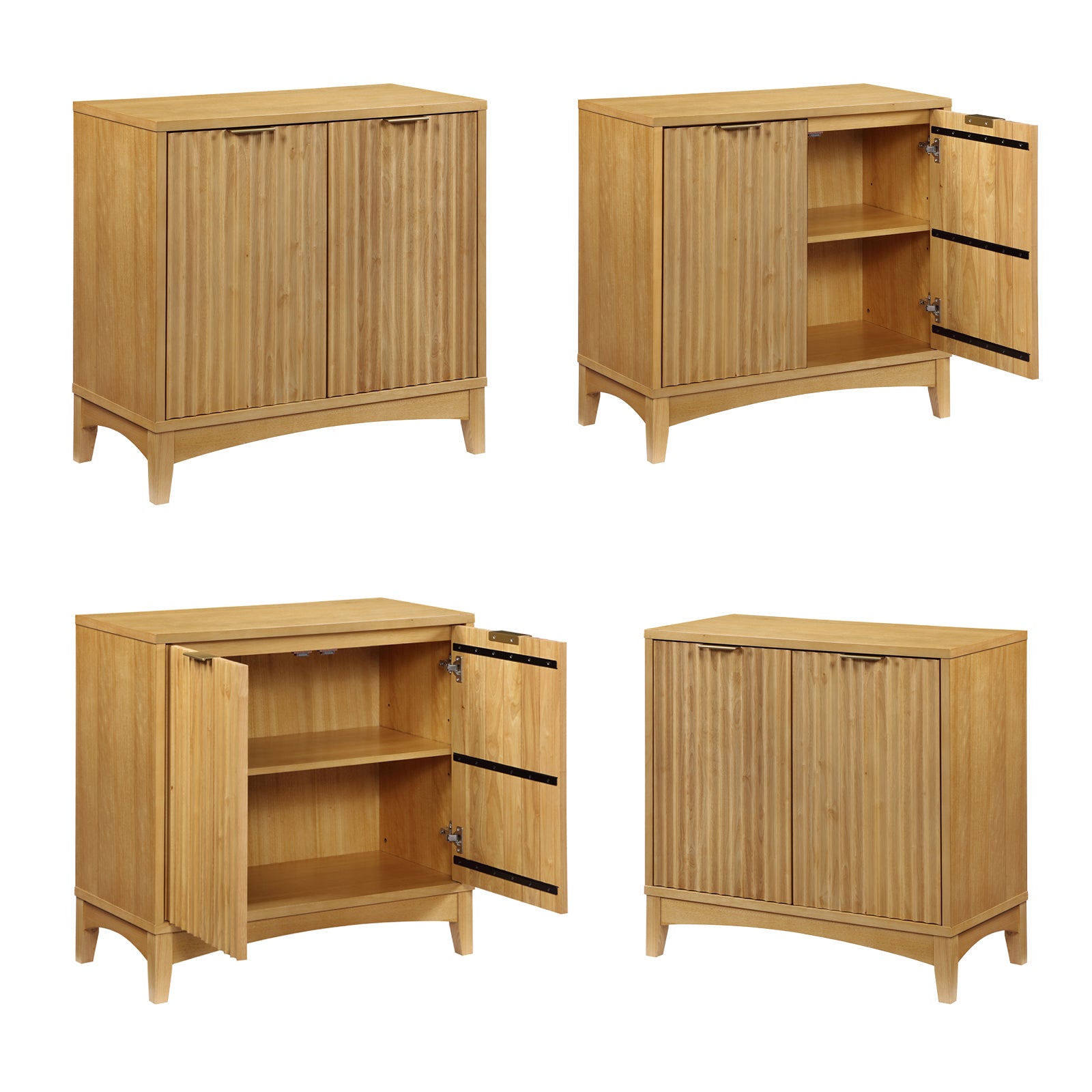 Storage Cabinet With 2 Doors And Adjustable Shelves, Kitchen Cabinetwooden Buffet Cabinet For Living Room, Bedroom, Dining Room,Natural Natural Rubber Wood