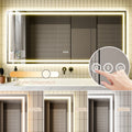Led Bathroom Mirror, 32X72 Inch Bathroom Vanity Mirrors With Lights, Mirrors For Wall With Smart Touch Button, Anti Fog, Memory Function, Stepless Dimmable Makeup Mirror Horizontal Vertical White Aluminium