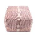 Morro Bay Handcrafted Water Resistant Pouf, Orange And Red Multi Multi Waterproof Fabric