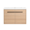 Oak 30 Inch Bathroom Vanity With Resin Countertop Sink, 2 Doors Bathroom Cabinet Set Oak Bathroom American Design Engineered Wood