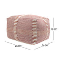 Morro Bay Handcrafted Water Resistant Pouf, Orange And Red Multi Multi Waterproof Fabric