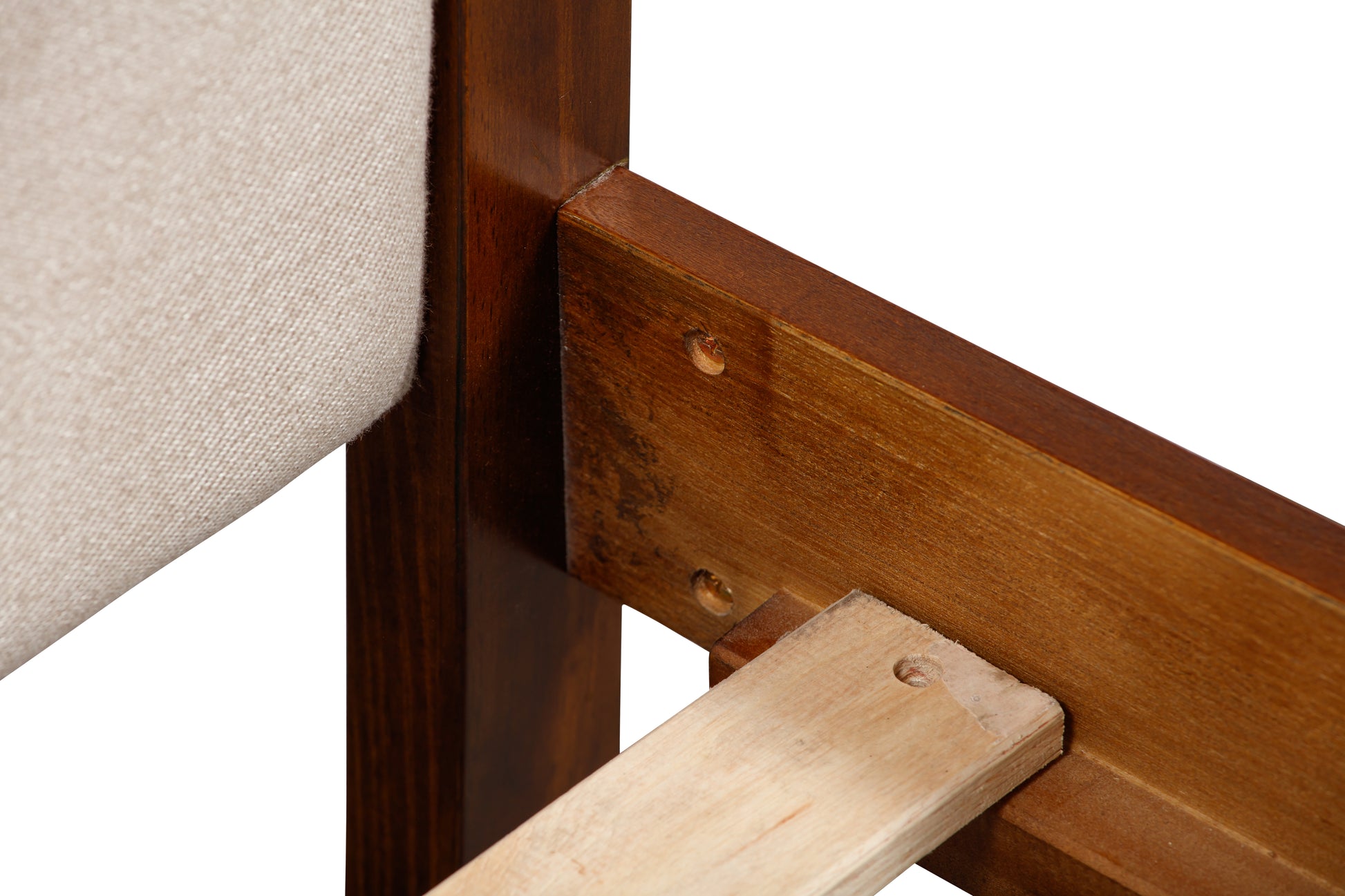 Twin Bed With Upholstered Headboard And Footboard, With Slats,Walnut Twin Walnut Bedroom American Design Pine