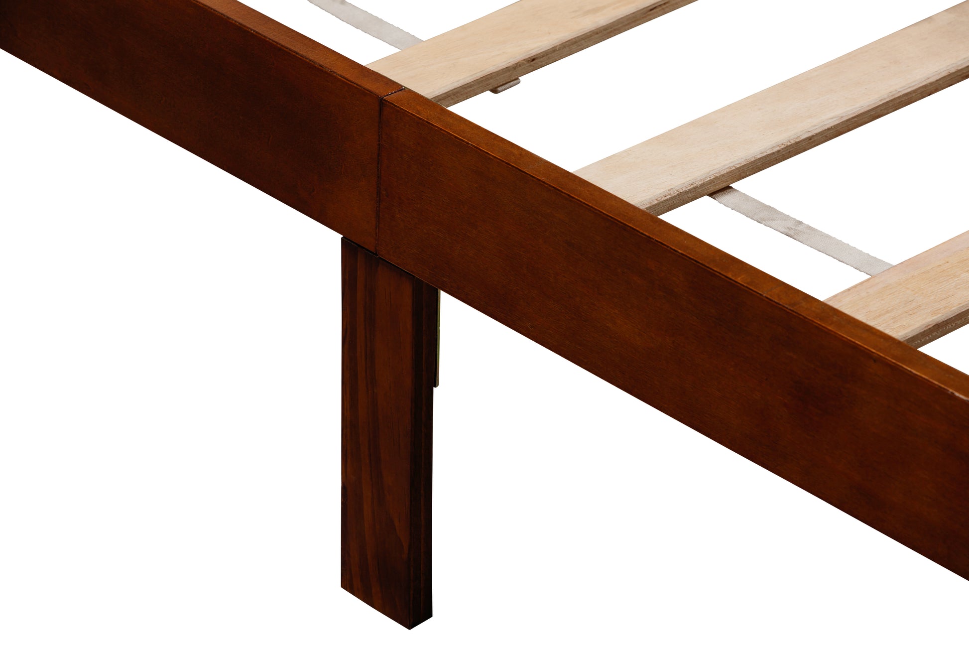 Twin Bed With Upholstered Headboard And Footboard, With Slats,Walnut Twin Walnut Bedroom American Design Pine