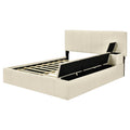 Full Size Upholstered Platform Bed With Lateral Storage Compartments And Thick Fabric, Velvet, Beige Beige Velvet