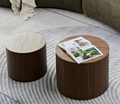 Mdf Nested Table Set 2 Pieces, Handcrafted Round Coffee Table In Living Lounge Area, Walnut Color Walnut Round Round Mdf